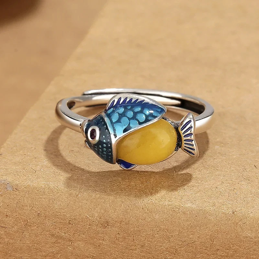 Bague Poisson jaune et bleu