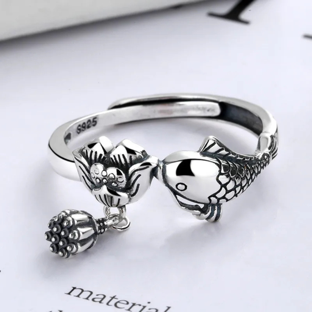 Bague Poisson et fleur