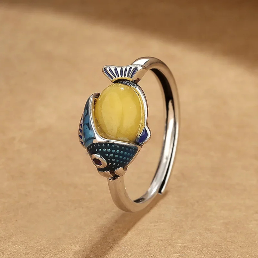 Bague Poisson jaune et bleu