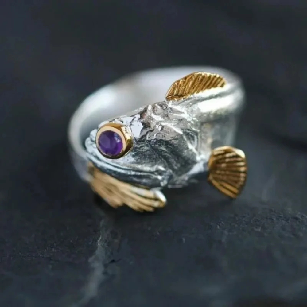 Bague Poisson or argent