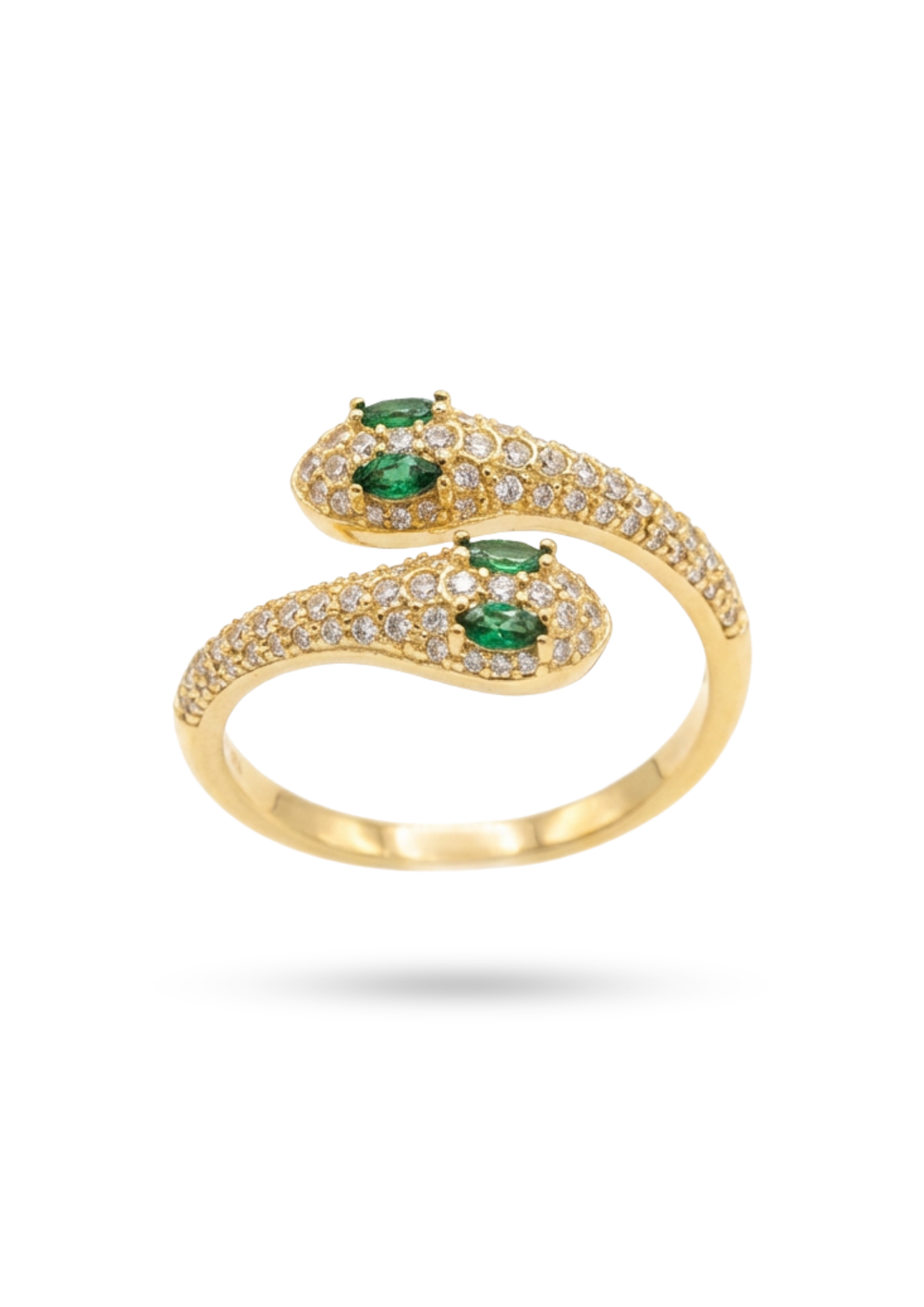 Bague Serpent Strass Pierres Vertes or