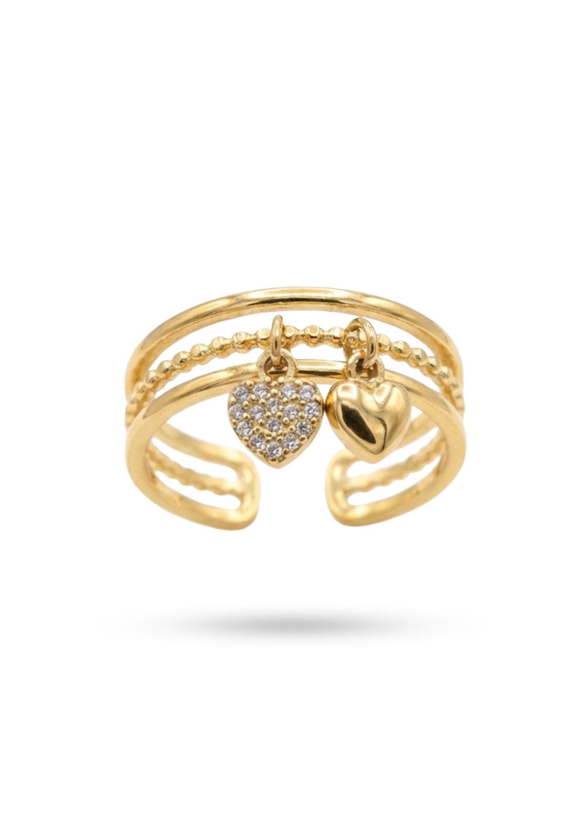 Bague Multirang Breloques Cœurs or