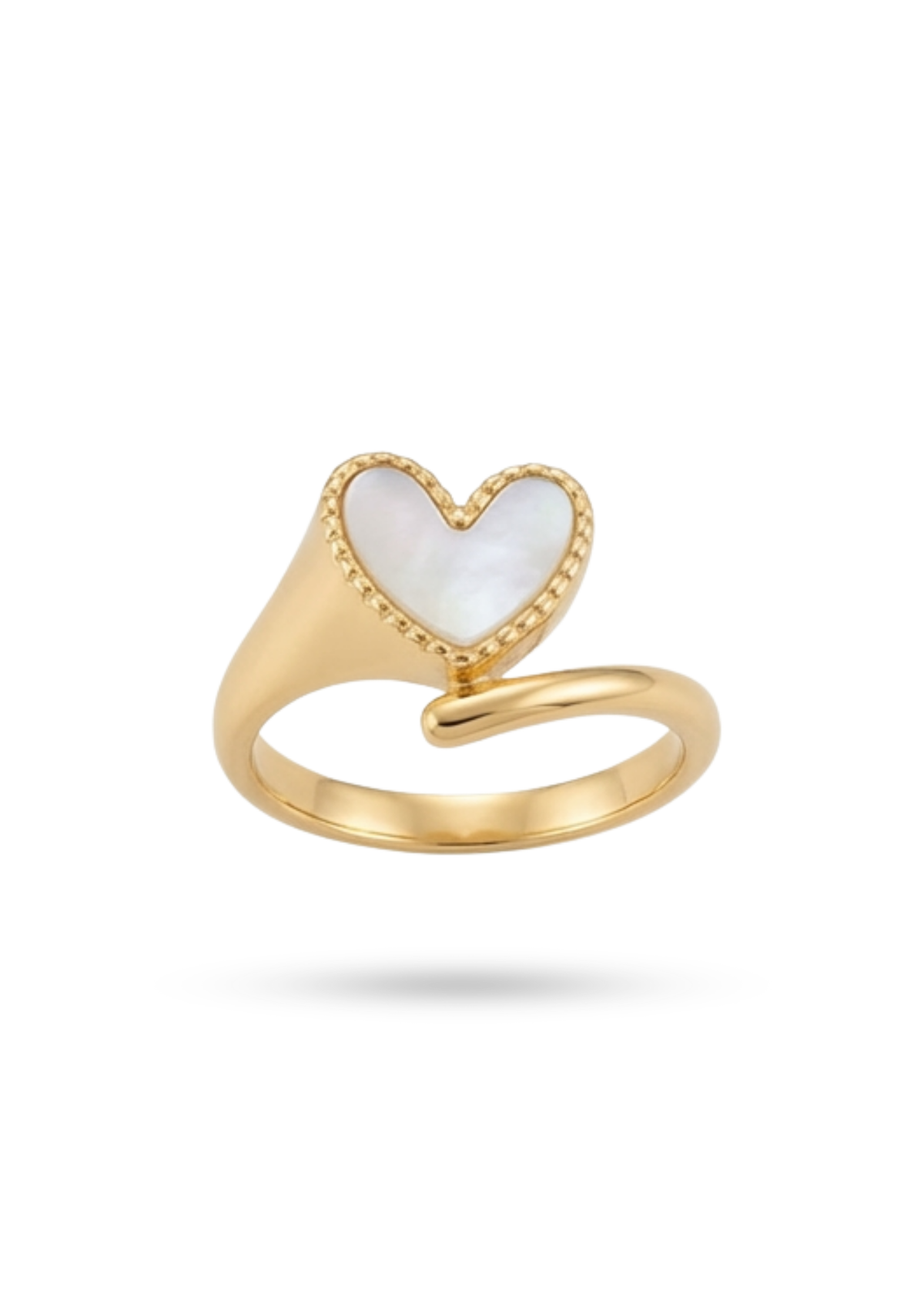 Bague Cœur Blanc Nacré or