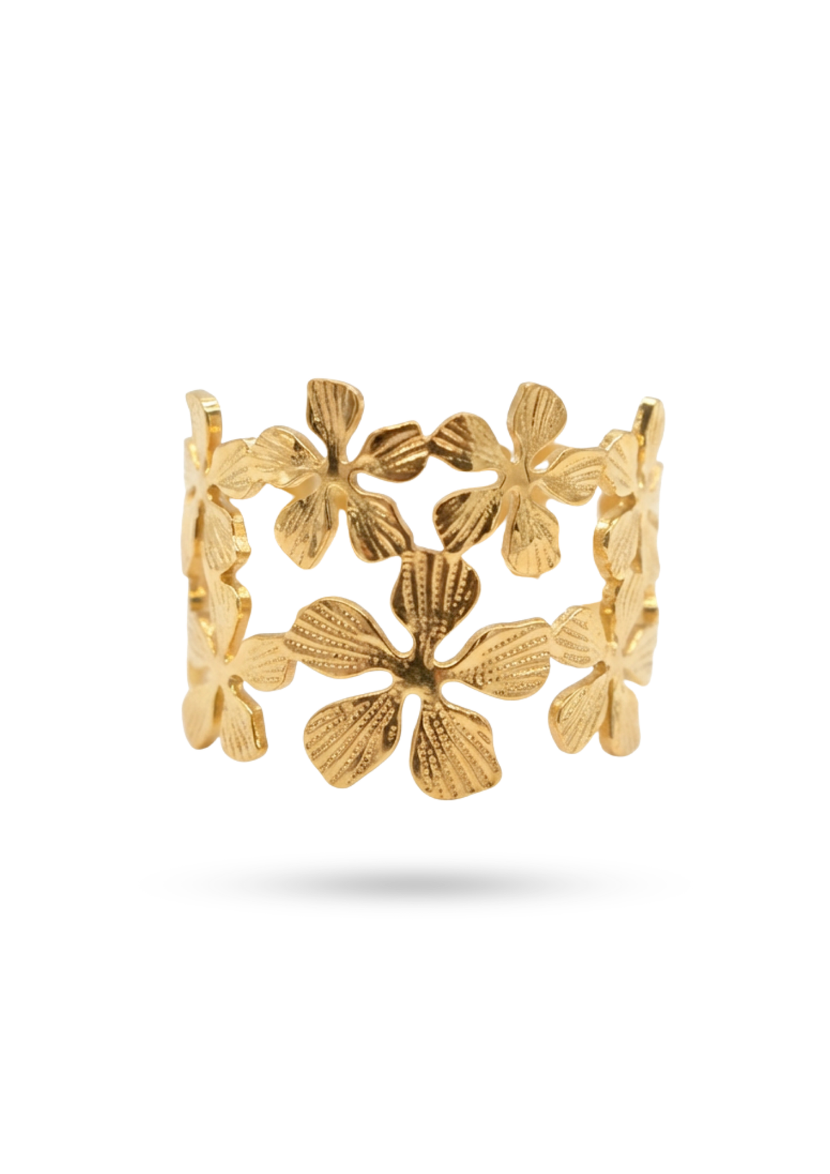 Bague Large Motifs Floraux or