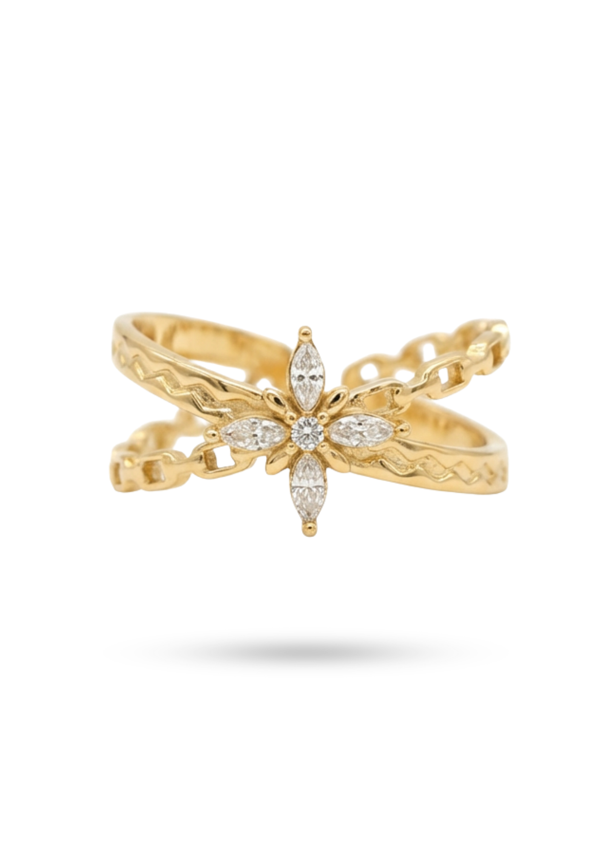 Bague Fleur Croisée or