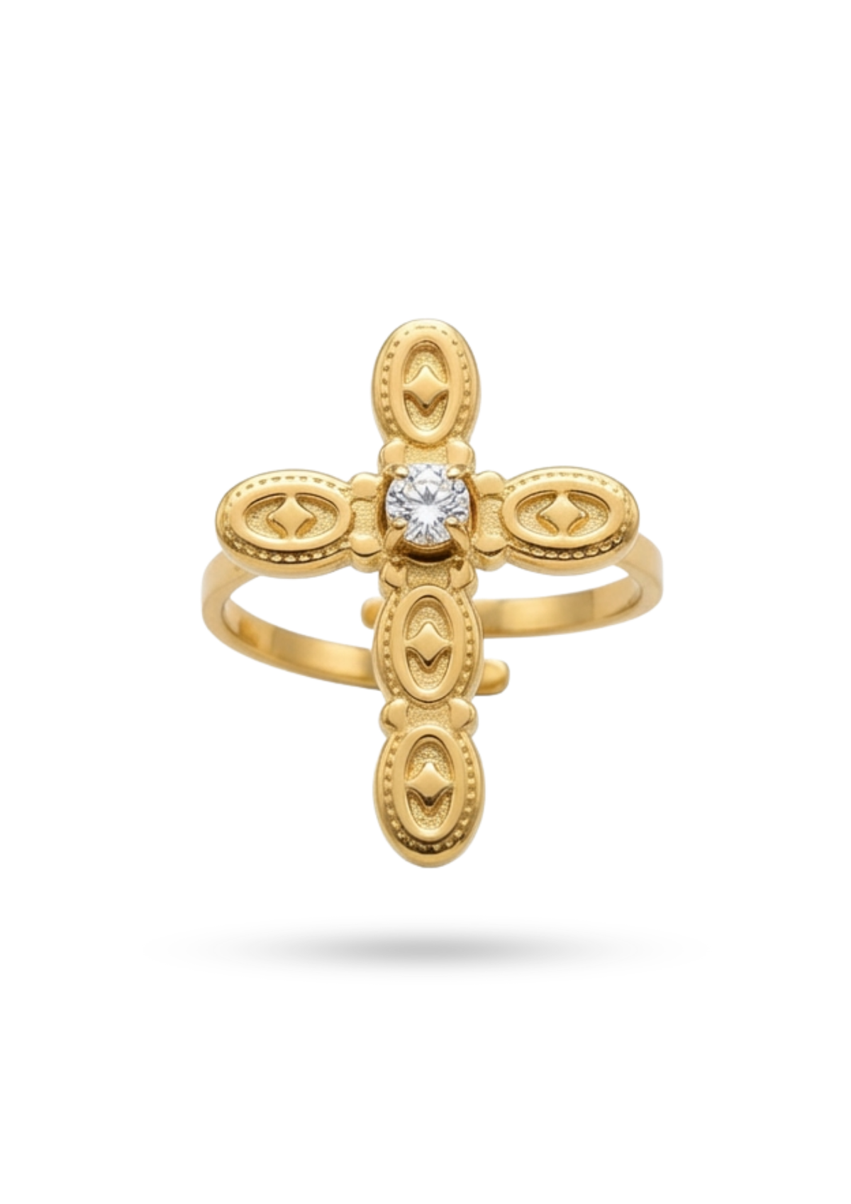Bague Croix Pierre Brillante or