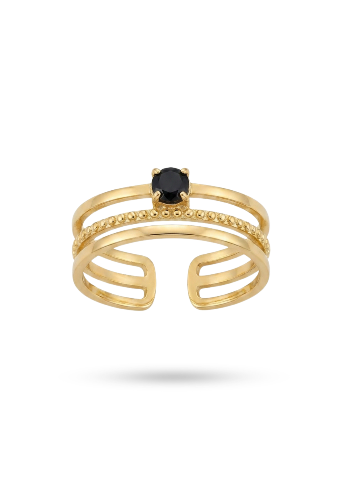 Bague Triple Rang Pierre Noire