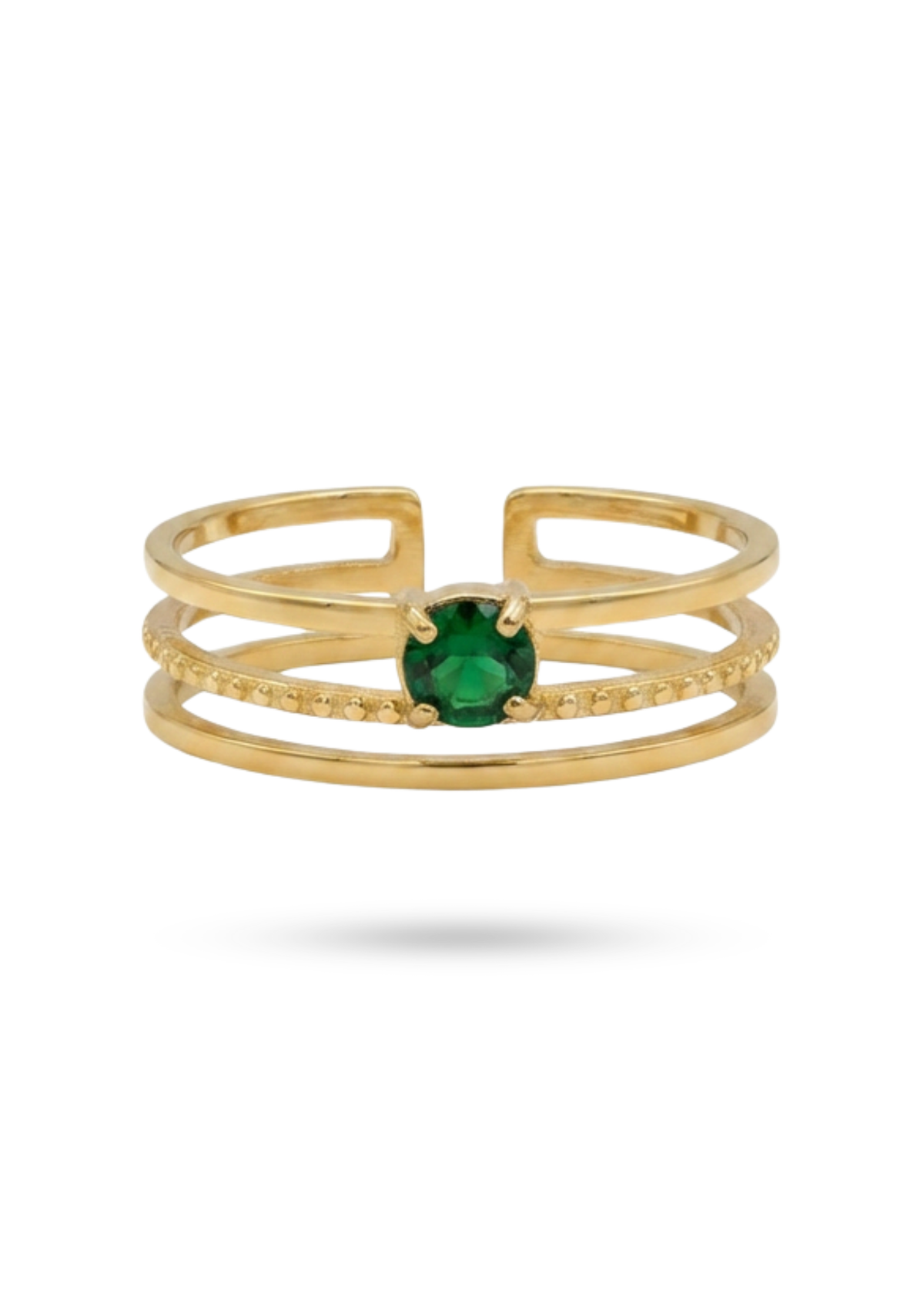 Bague Triple Rang Pierre Verte