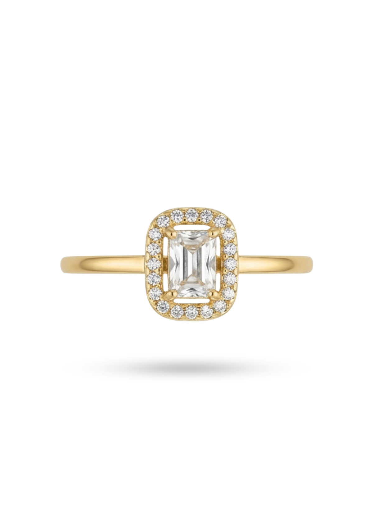 Bague Solitaire Rectangulaire or
