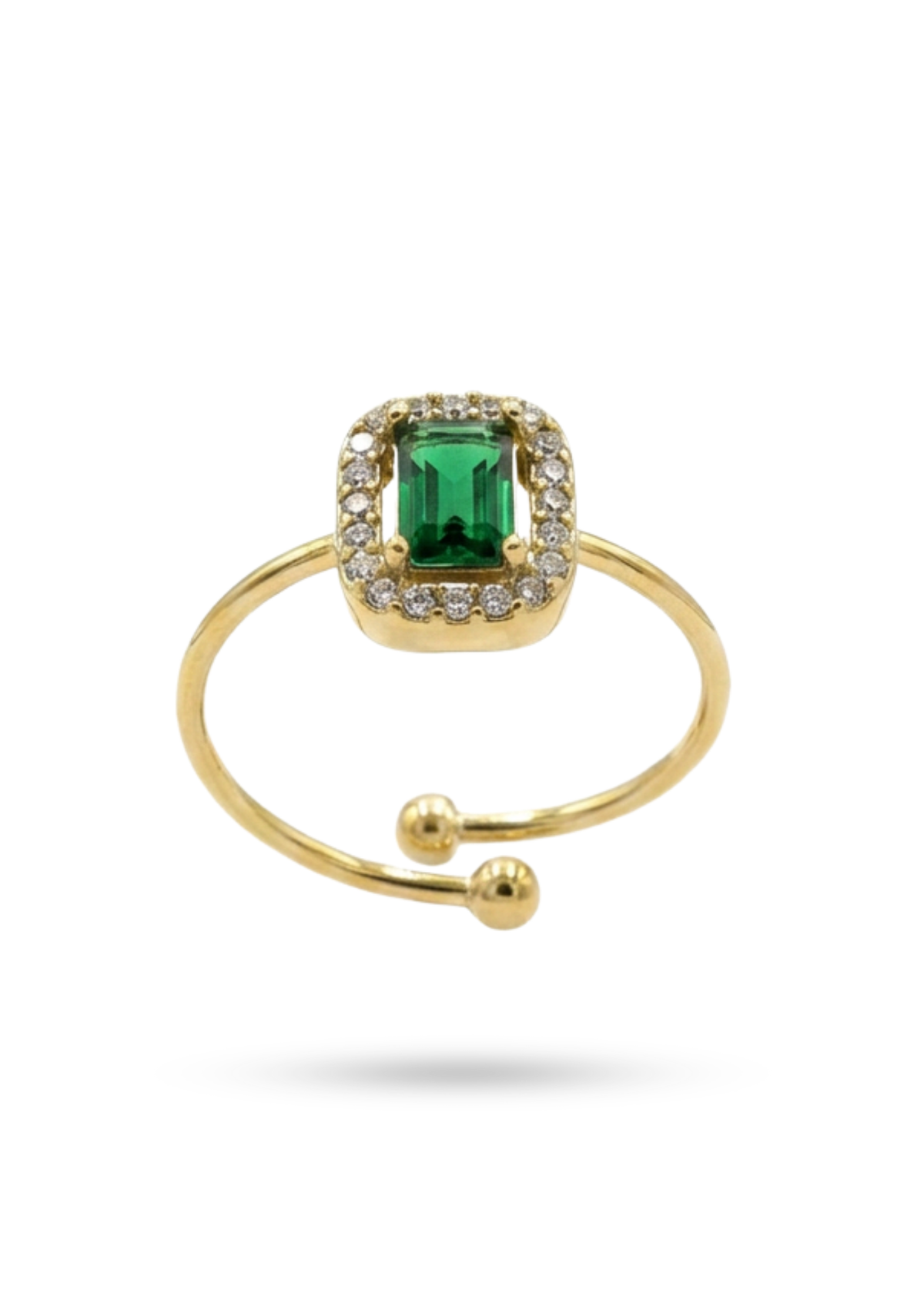 Bague Solitaire Rectangulaire verte
