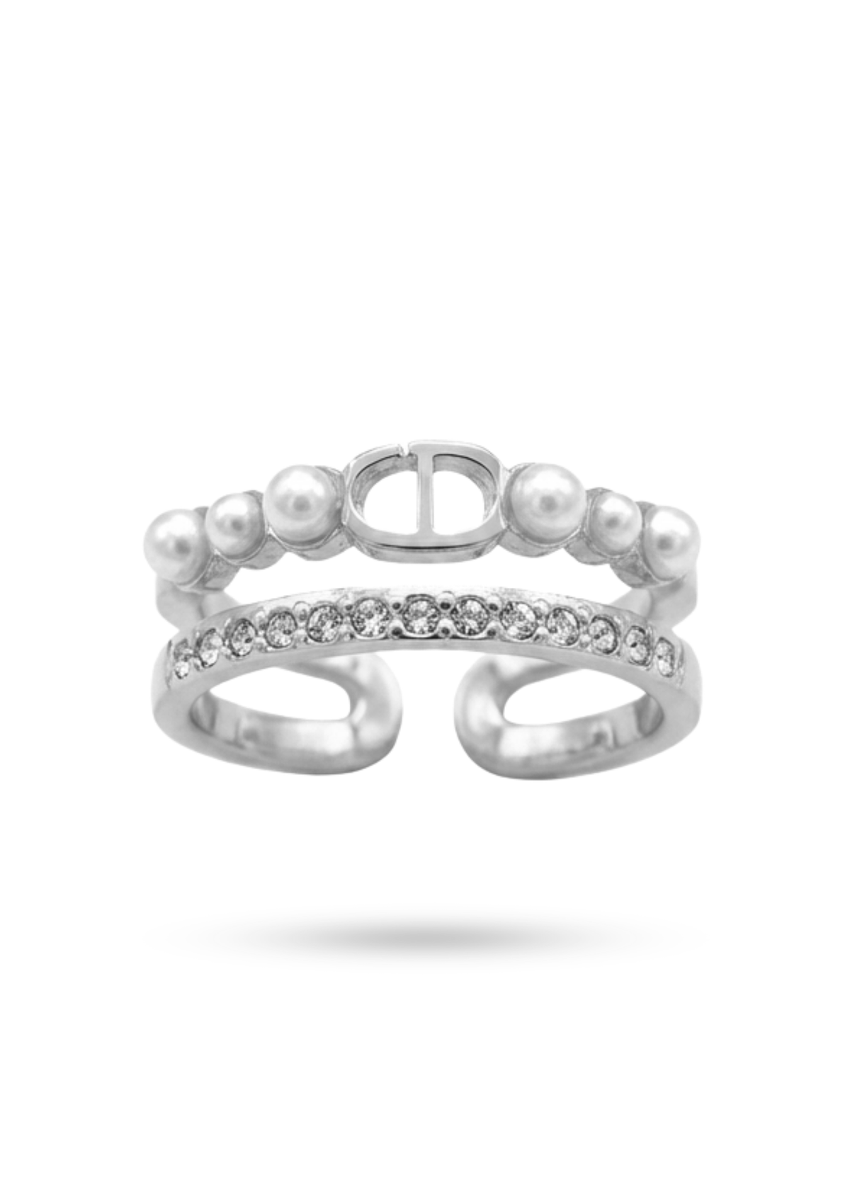 Bague Maille Marine Perles et Strass