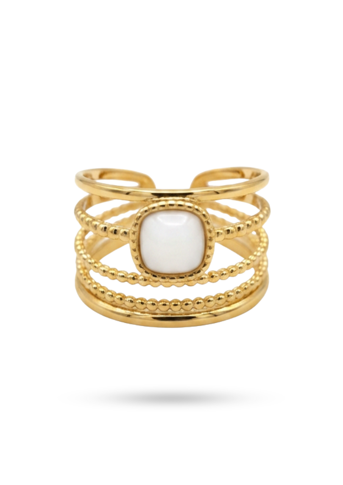 Bague Multi Rangs Pierre blanche