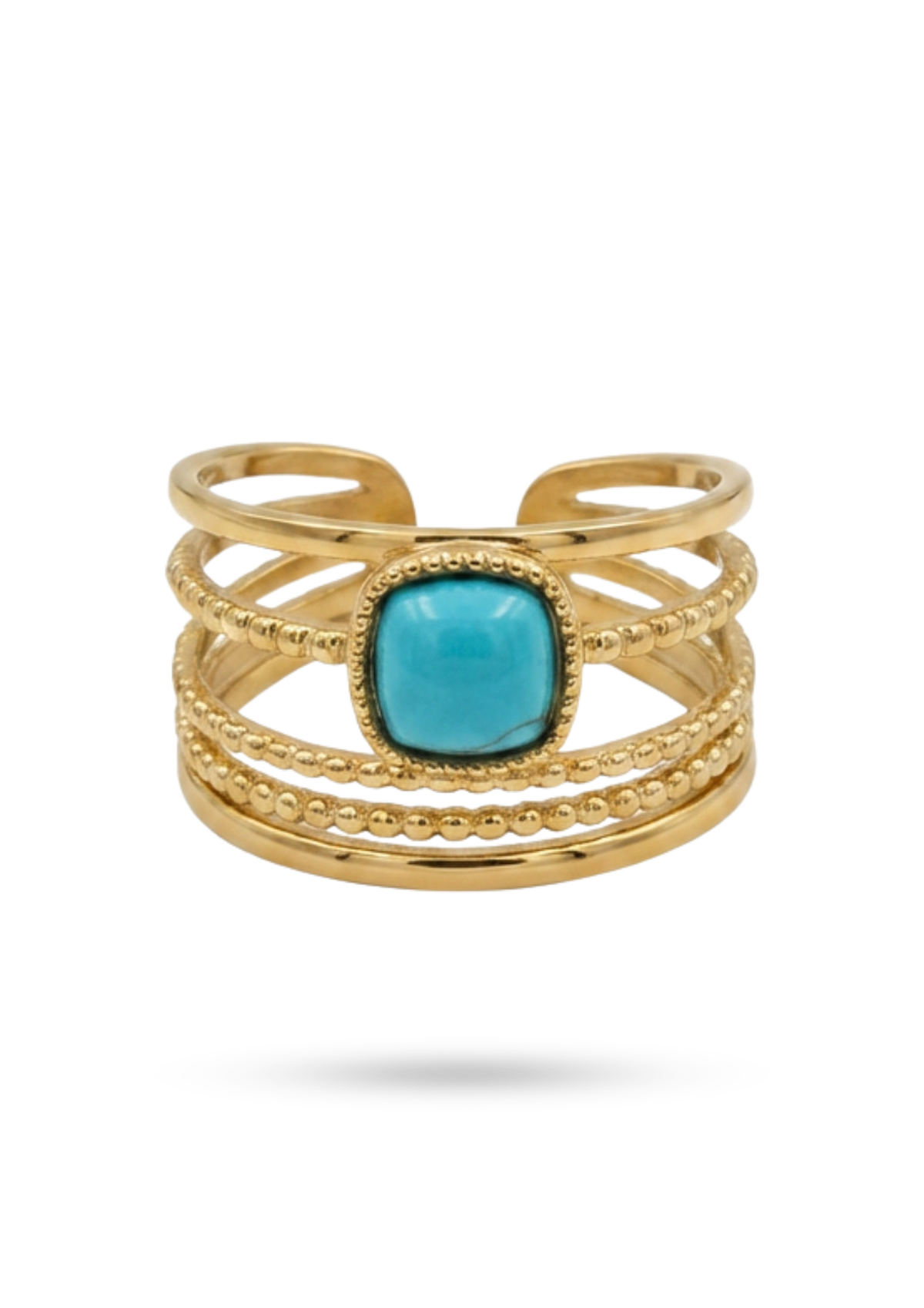 Bague Multi Rangs Pierre bleue