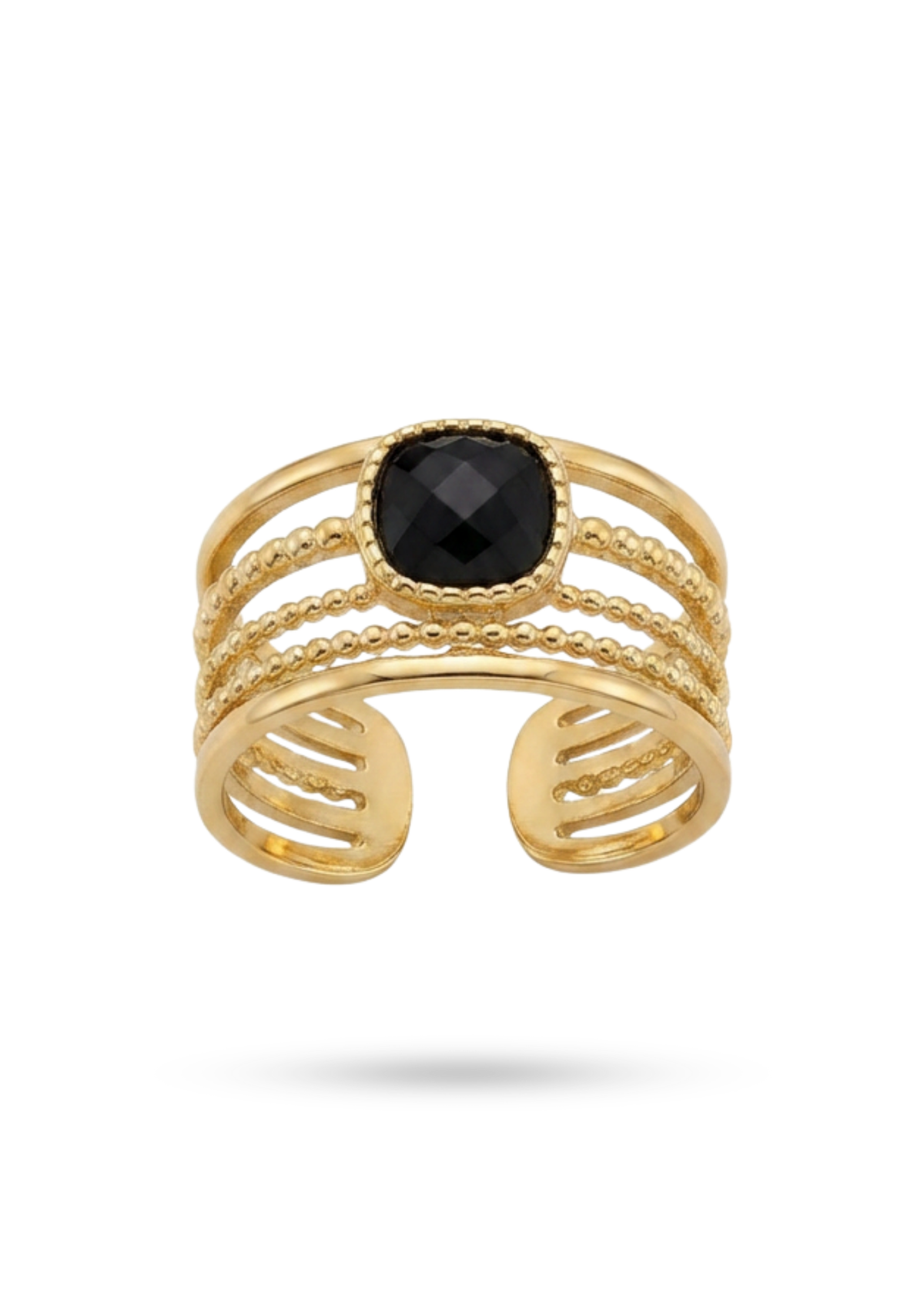 Bague Multi Rangs Pierre noire