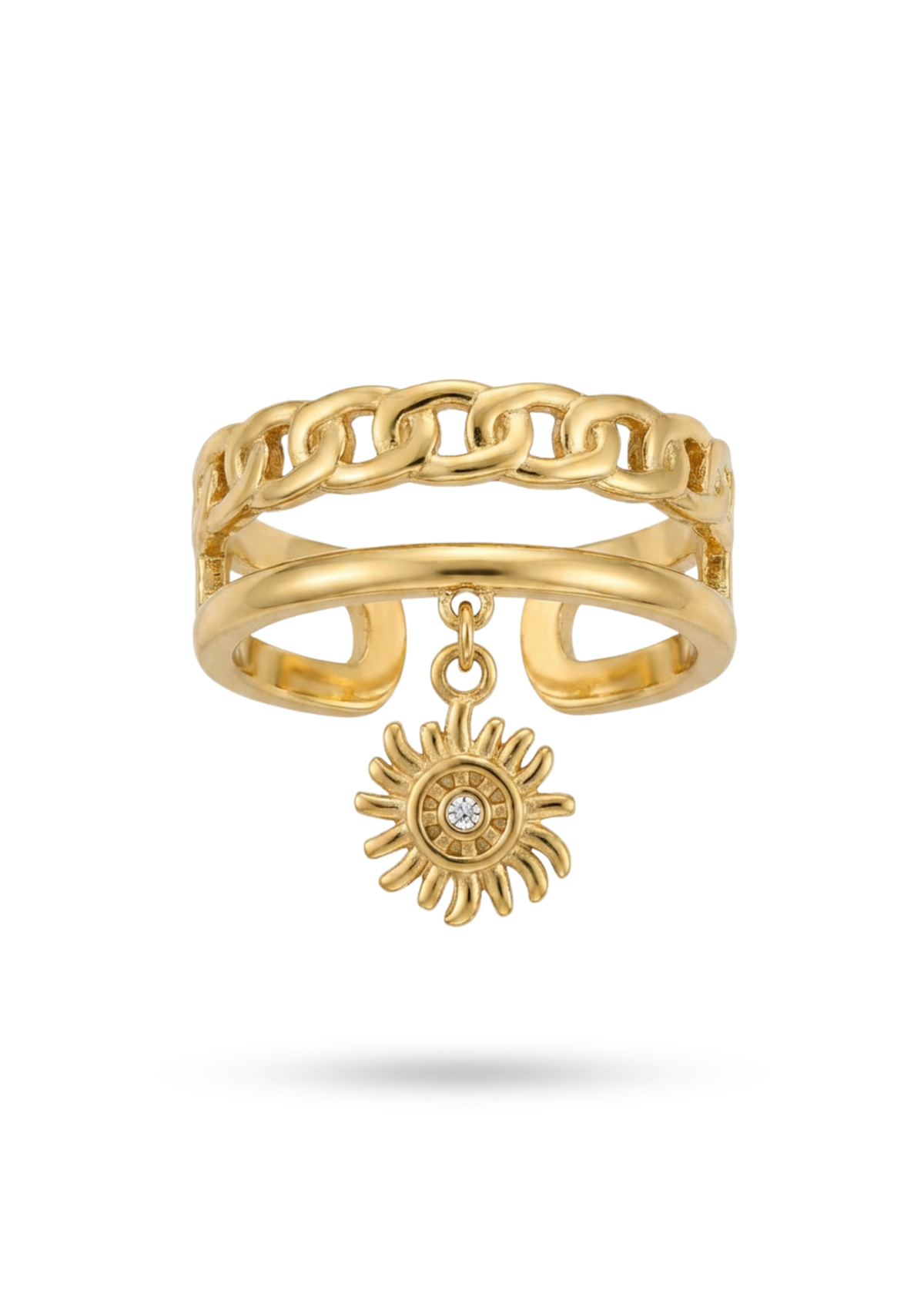 Bague Breloque Soleil or