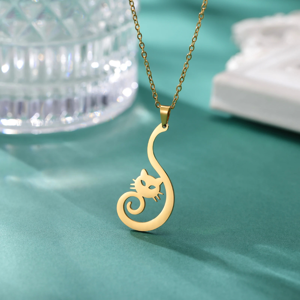 Collier Silhouette Chat Femme pendentif