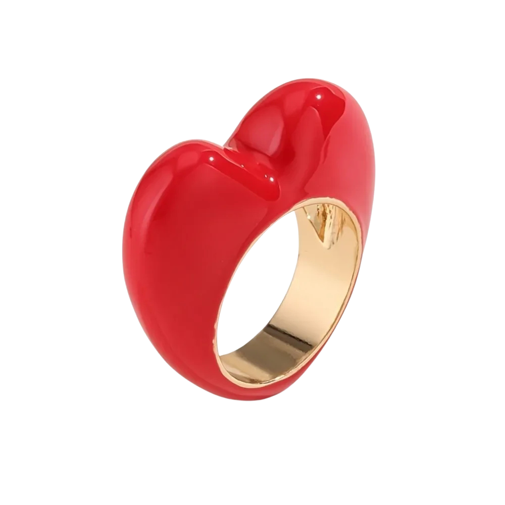 Bague Coeur Fashion verni rouge