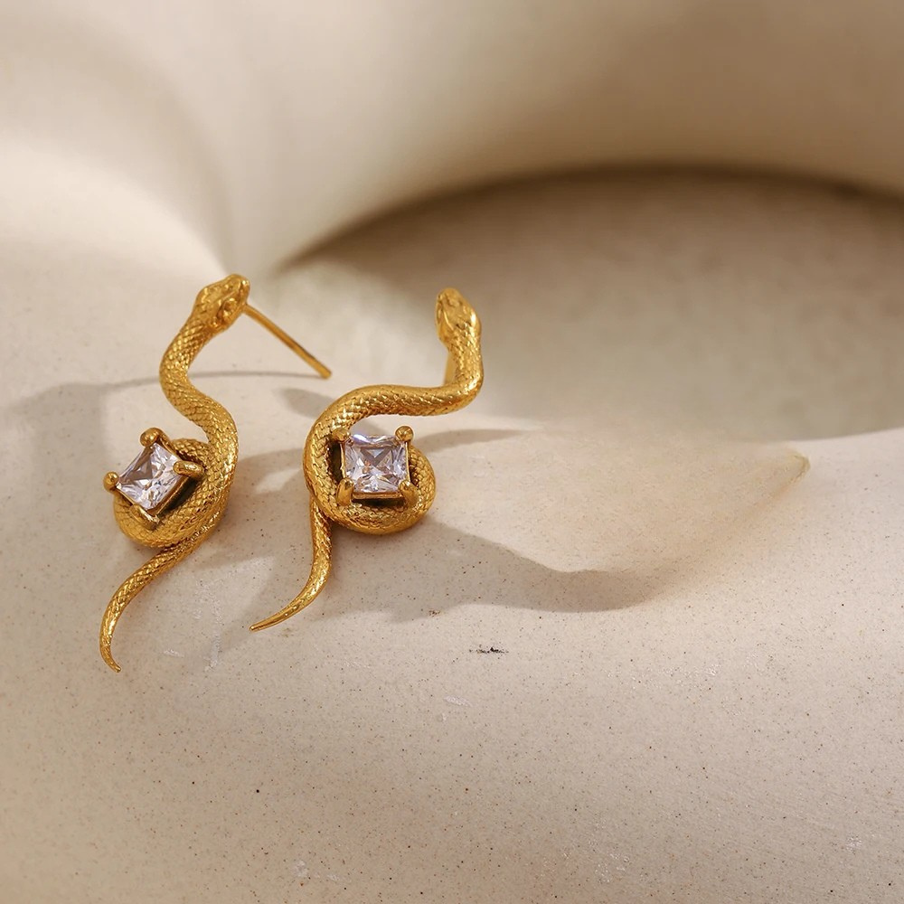 Boucles d'Oreilles Serpent Diamant blanc