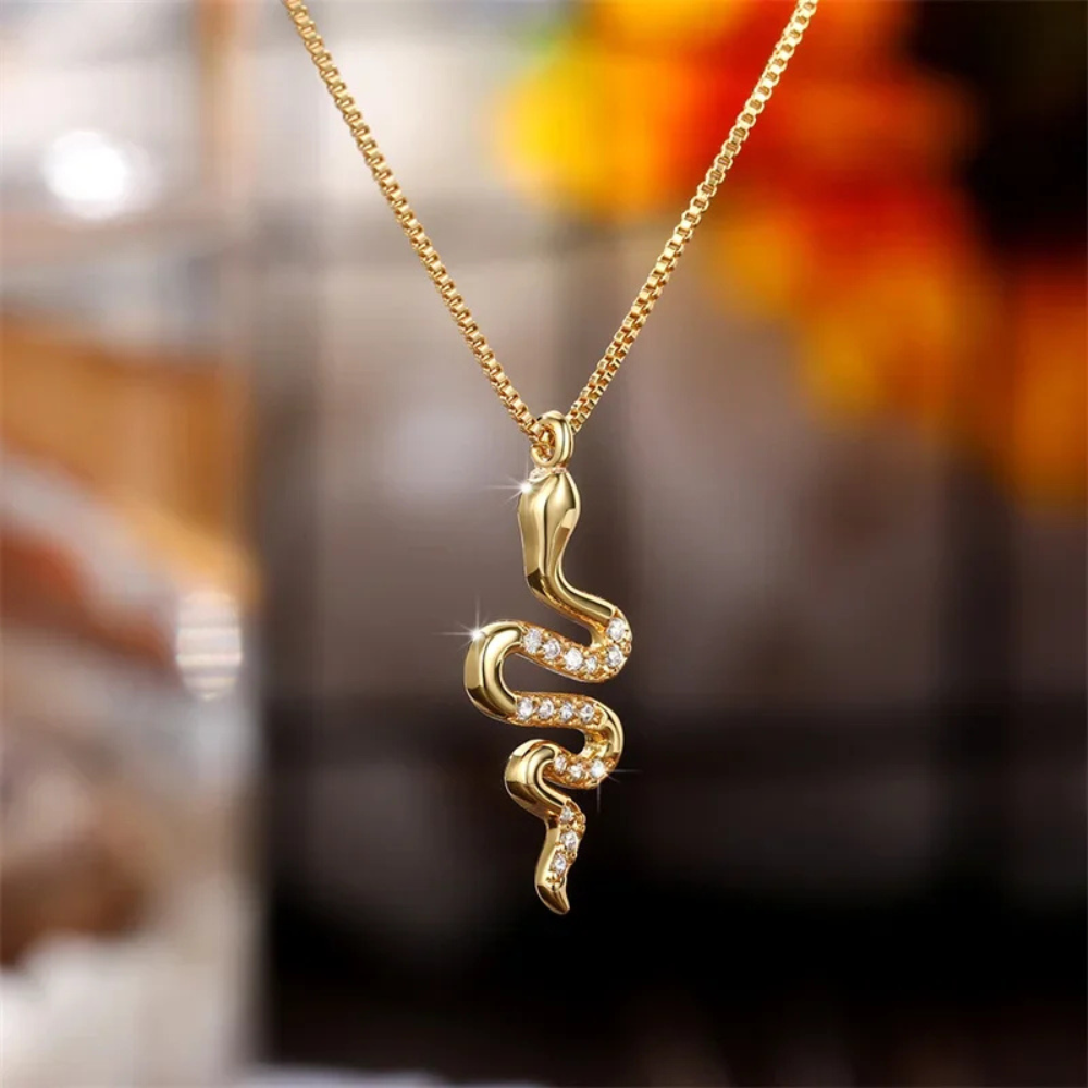 Collier Serpent Strass doré