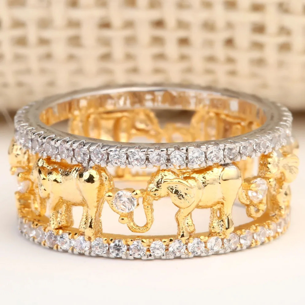 Bague Éléphant Or Argent diamant
