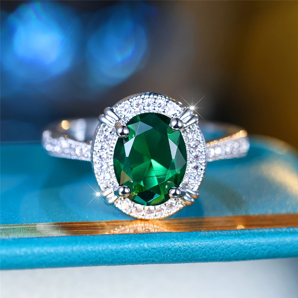 Bague Argent et saphir Vert