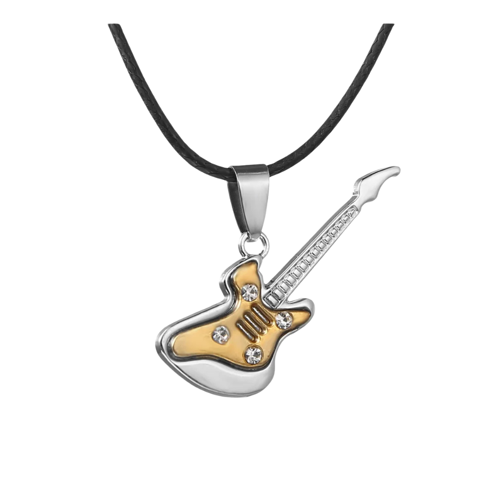 Collier Pendentif Guitare or
