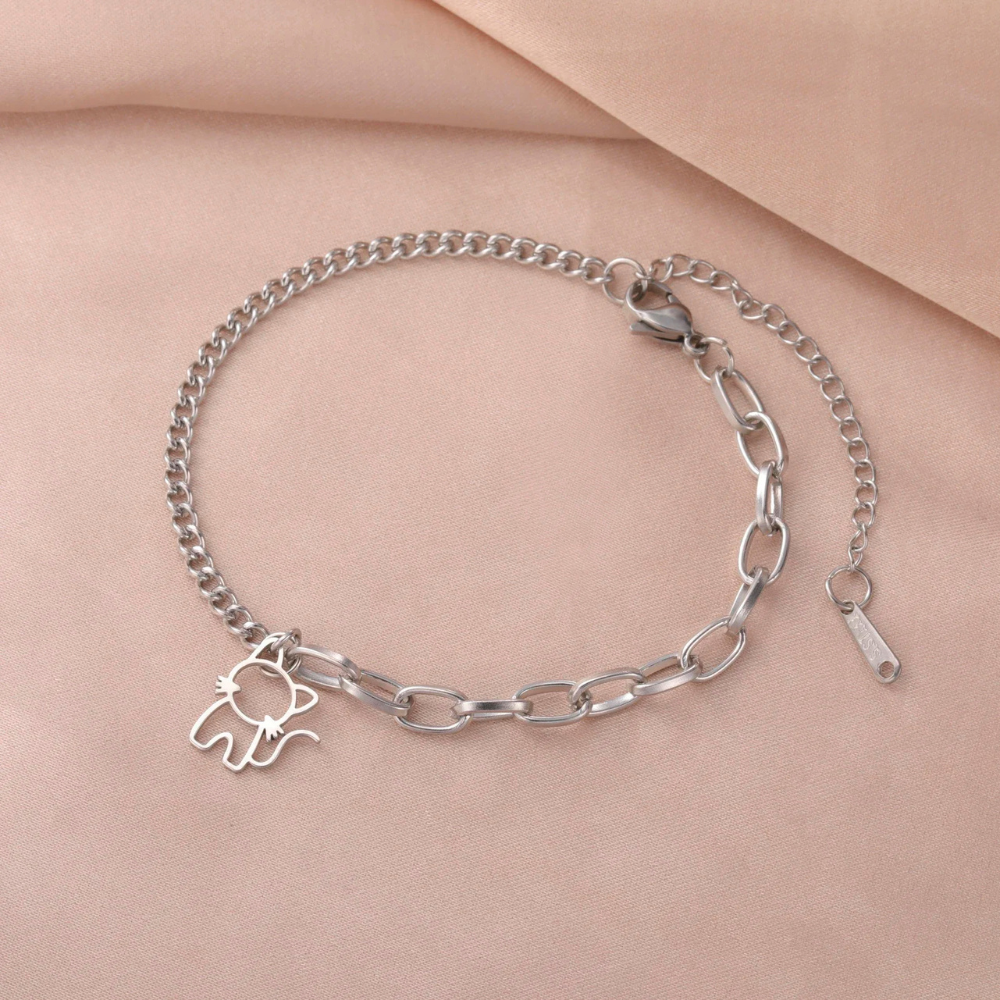 Bracelet Breloque Chat chaine