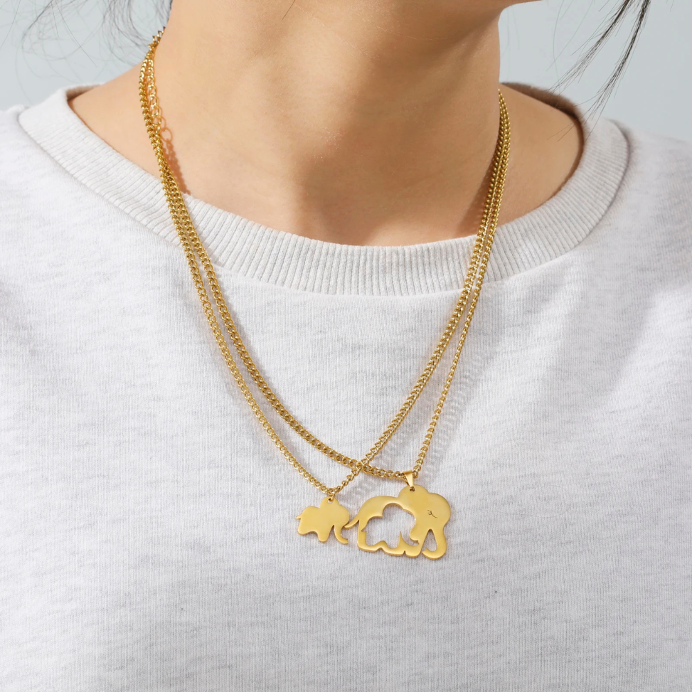 Collier Éléphant Maman Enfant femme