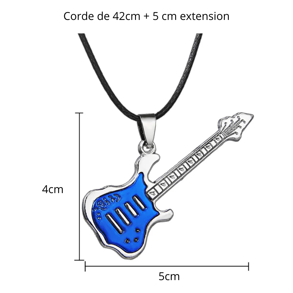 Collier Pendentif Guitare bleue
