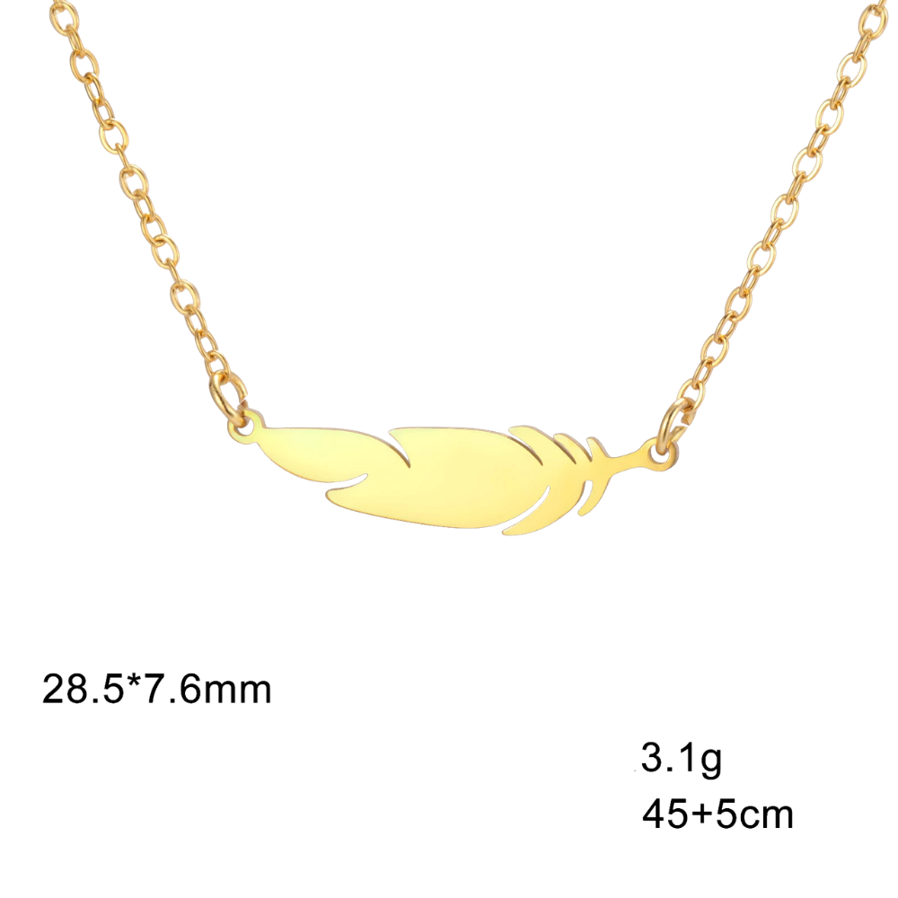 Collier Plume Femme inox