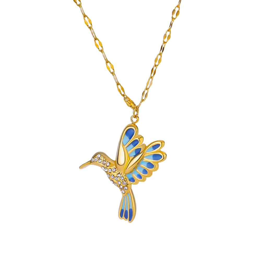 Collier pendentif Colibri bleu