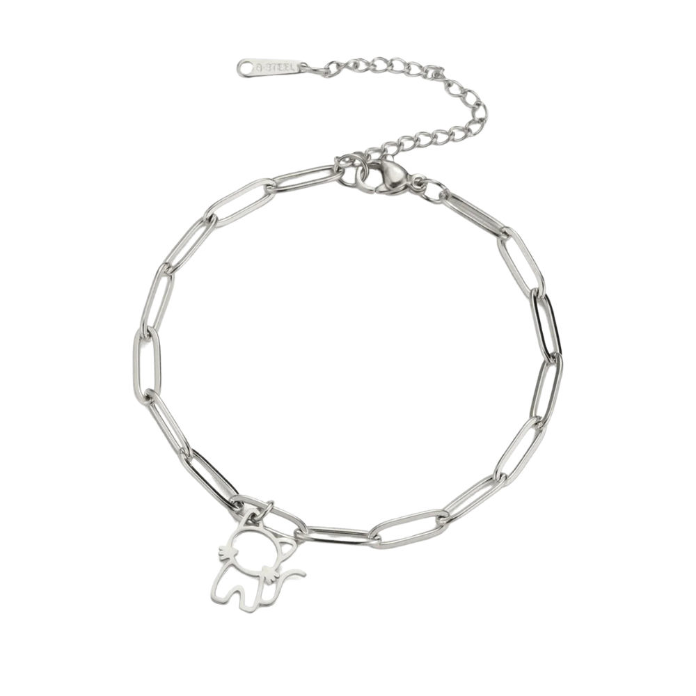 Bracelet Breloque Chat argent