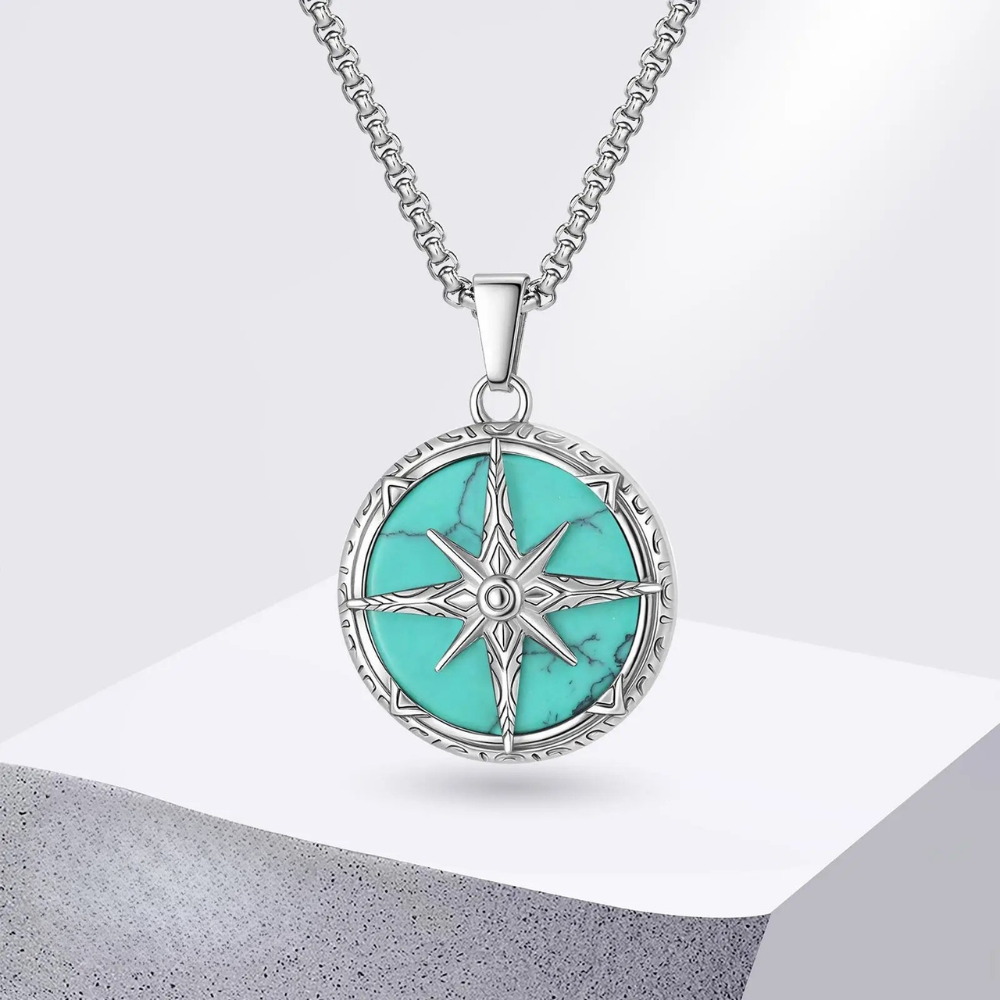 Collier compas Homme pendentif