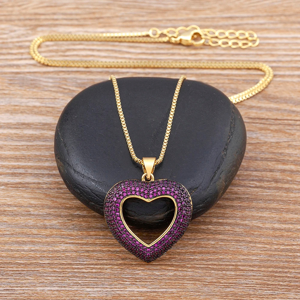Collier Pendentif Coeur Strass rose