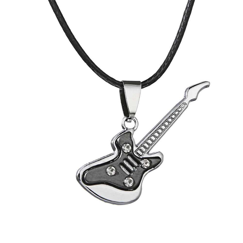 Collier Pendentif Guitare noire