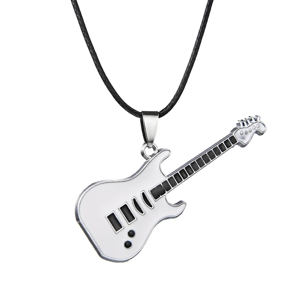 Collier Pendentif Guitare blanc
