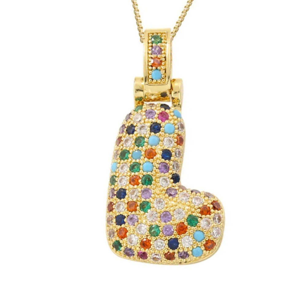 Collier Lettre Bubble Couleur l