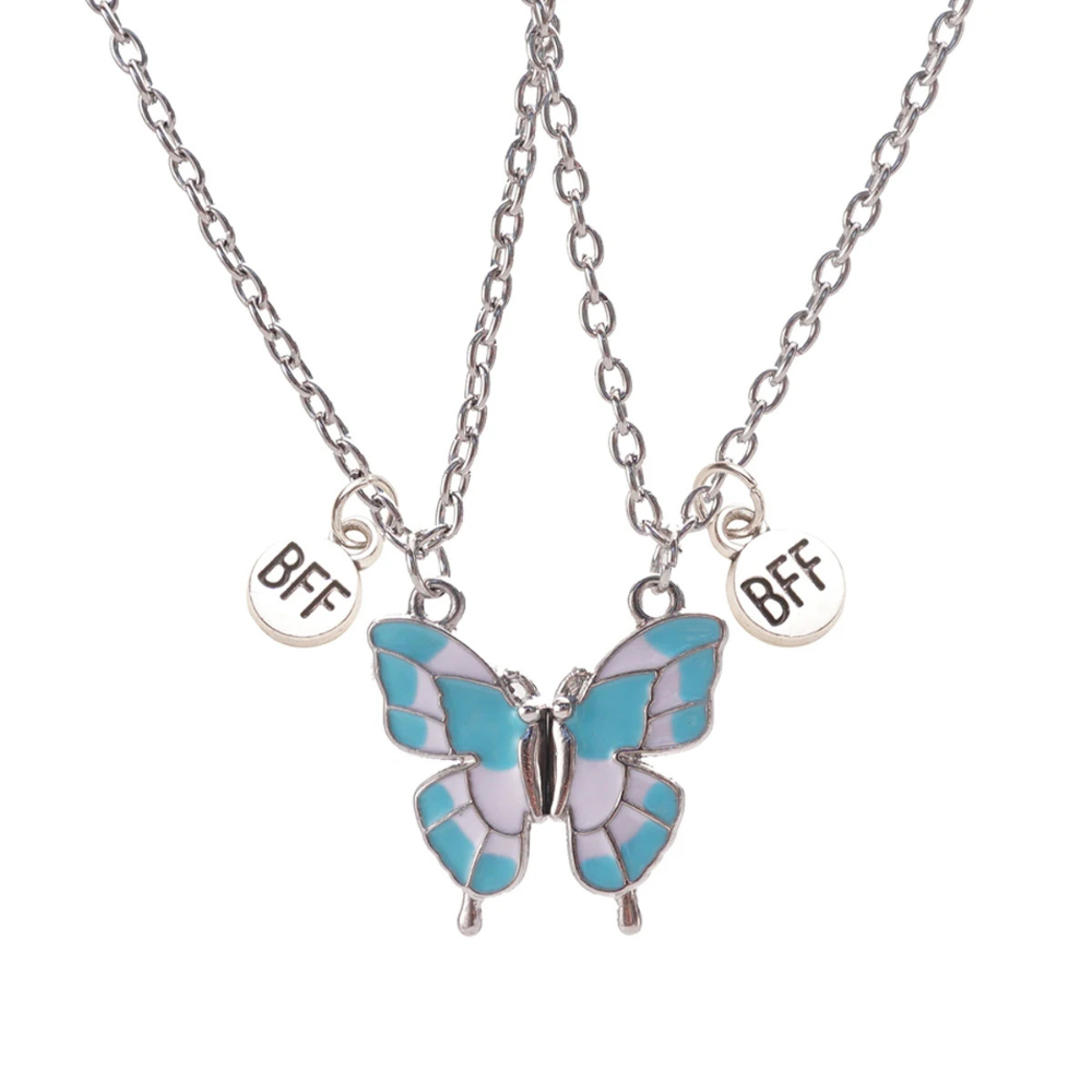 Collier Papillon meilleur ami bleu