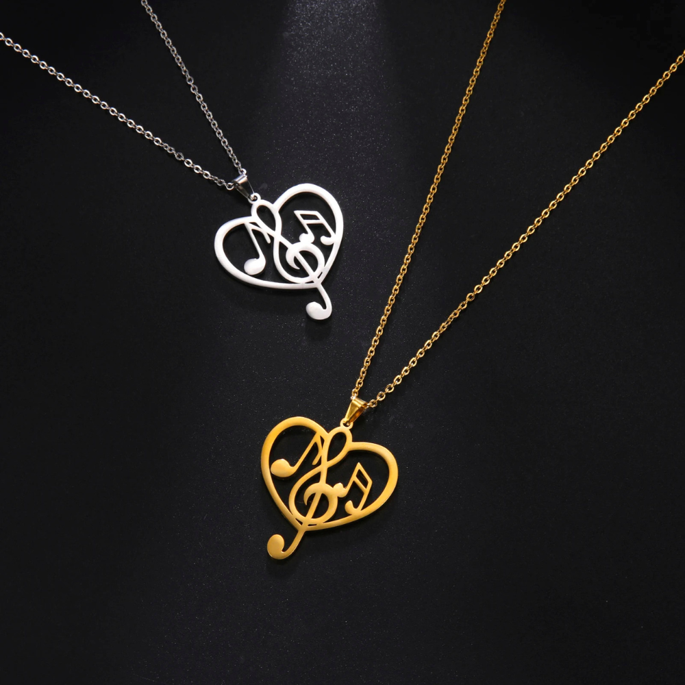 Collier Coeur Musique acier