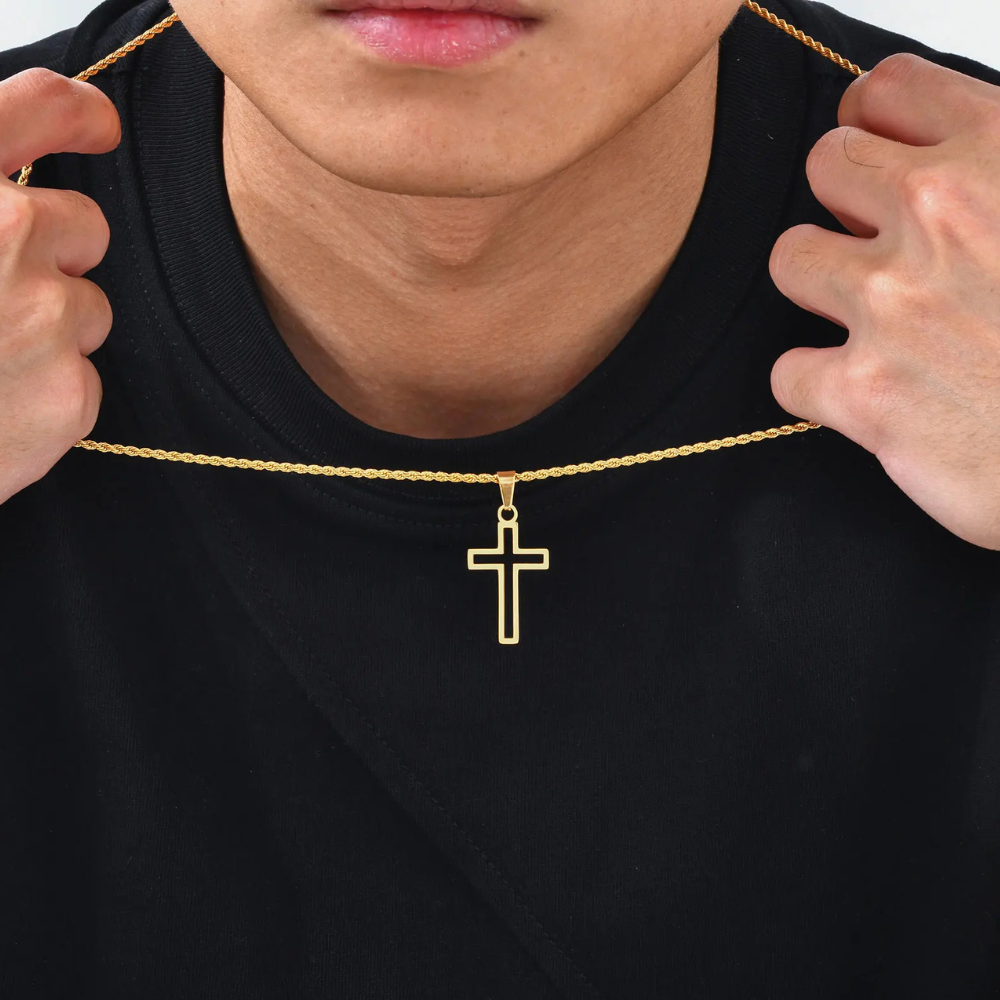 Collier Croix Ajourée Homme or