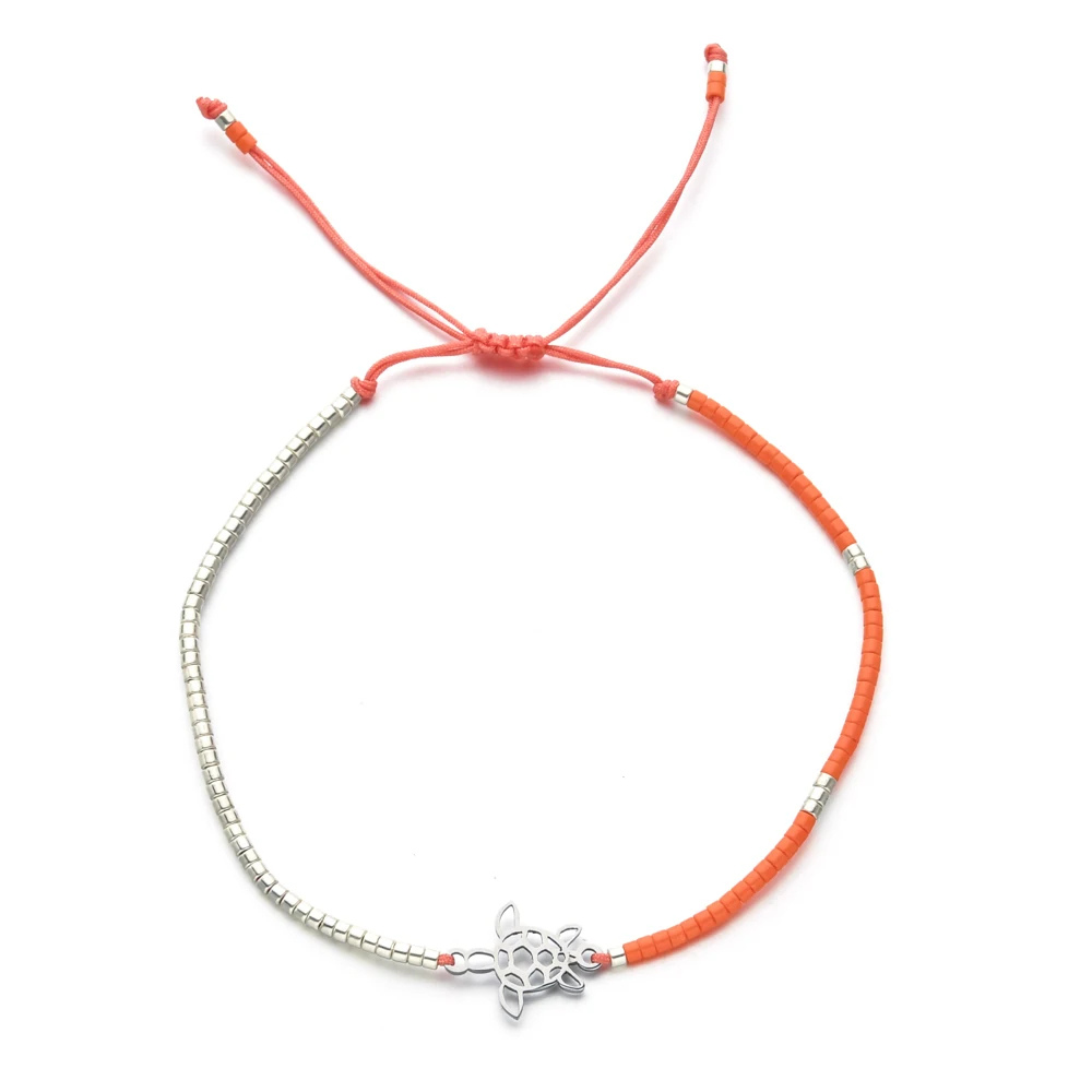 Bracelet Tortue Femme tissu orange