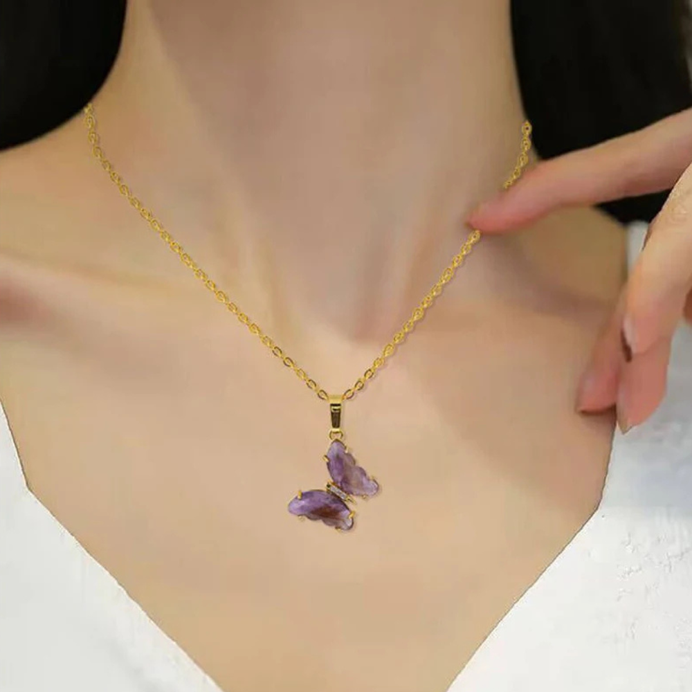 Collier Papillon Pierre Couleurs femme