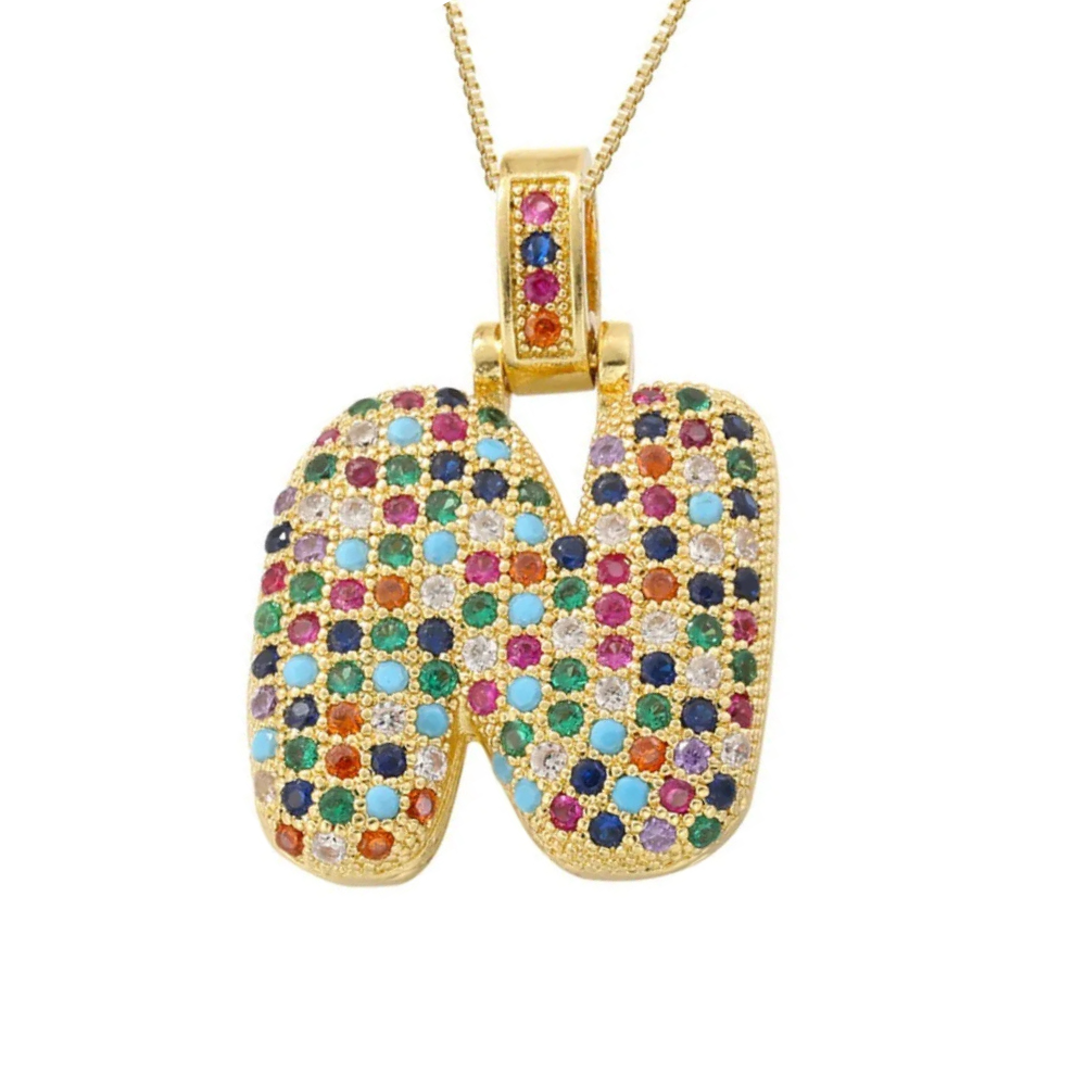Collier Lettre Bubble Couleur n