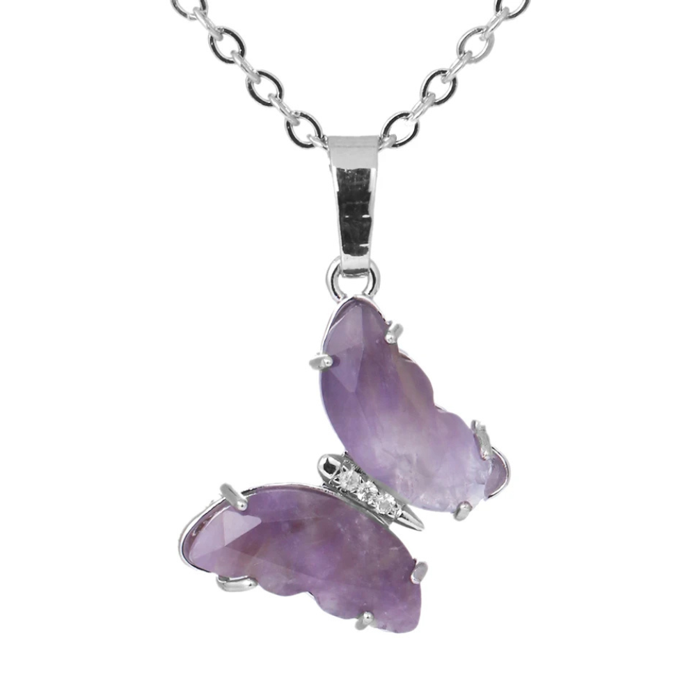 Collier Papillon Pierre argent violet