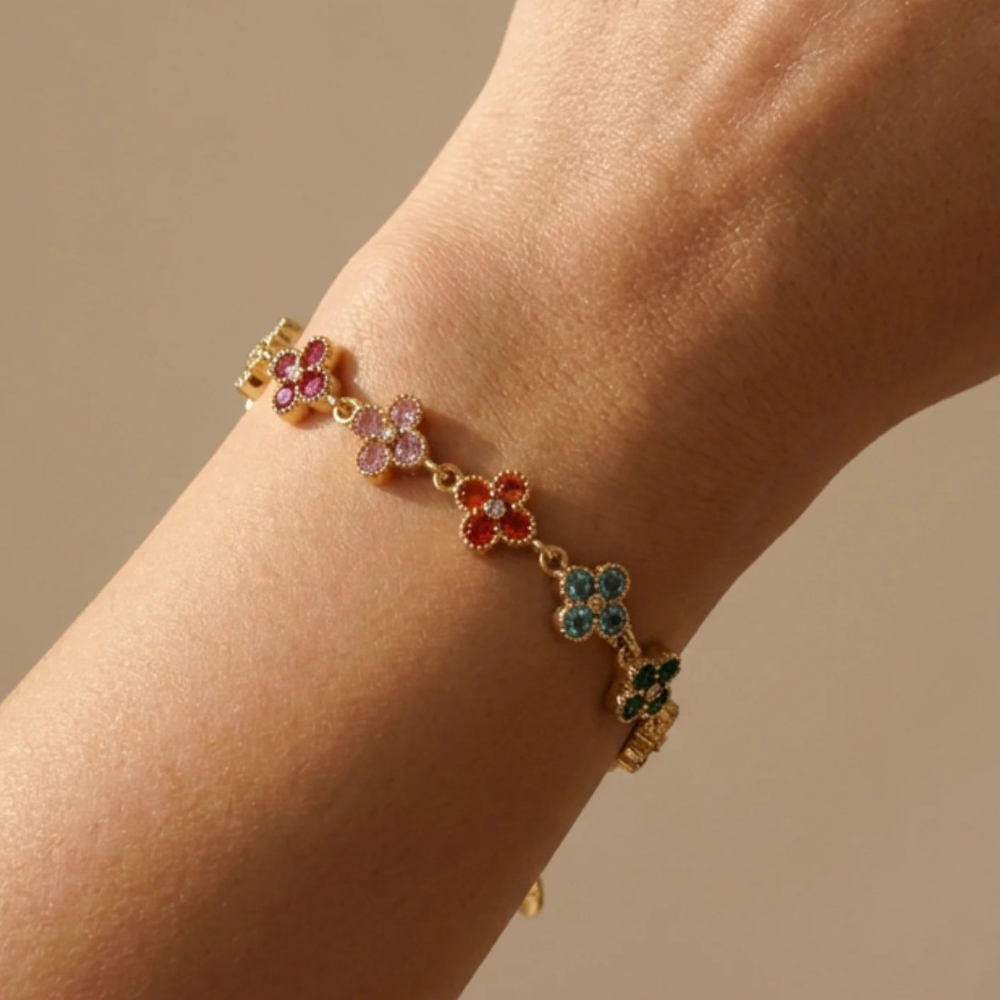Bracelet Fleurs Strass femme