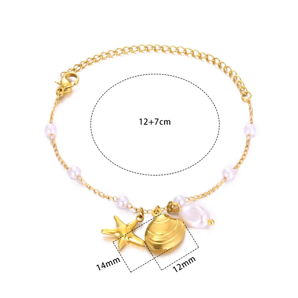 Bracelet Charms Coquillage & Étoile de Mer