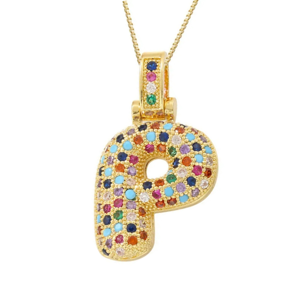 Collier Lettre Bubble Couleur p