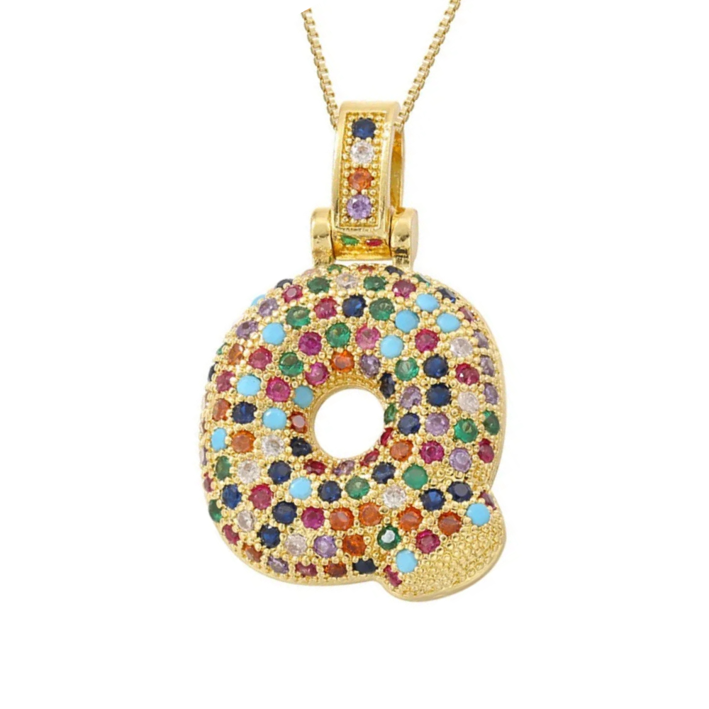 Collier Lettre Bubble Couleur q