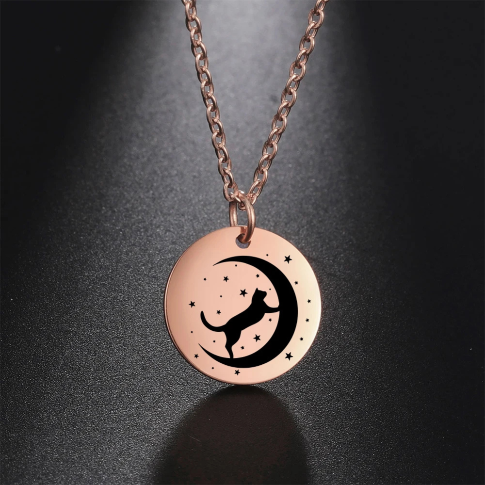 Collier Chat Nuit rose