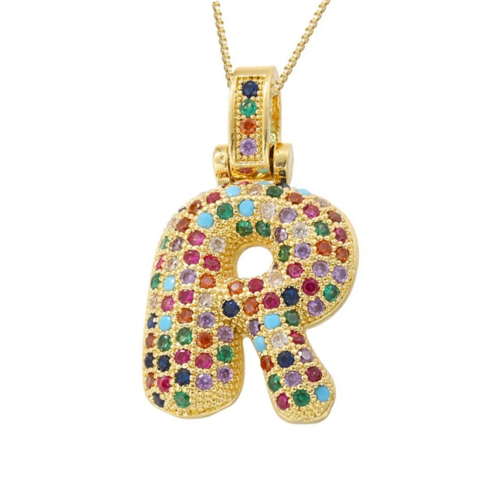 Collier Lettre Bubble Couleur r